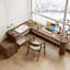 Bureau d'angle en bois massif en forme de L-1475521177
