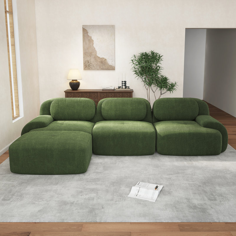 Boneless Sofa, Living Room Set, Corduroy Sofa, For Living Rooms Bedroom, Green