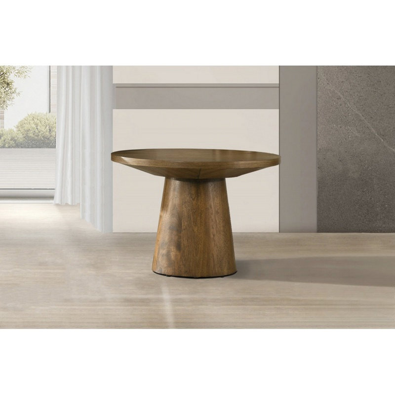 22 po Table de bout ronde en bois avec table basse et base piédestal, noyer, Walnut