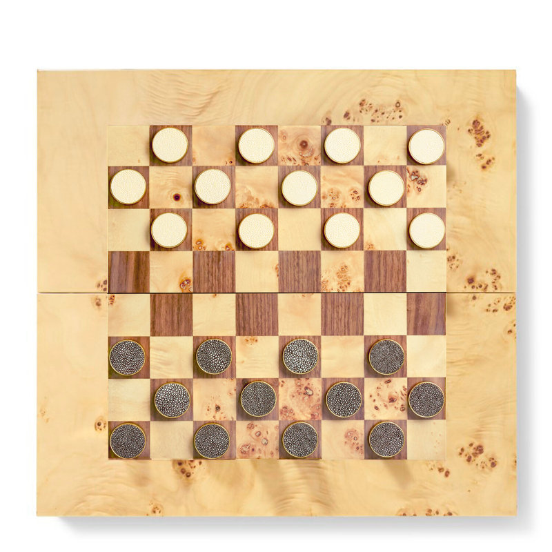 AERIN Solid Wood Checkers and Backgammon