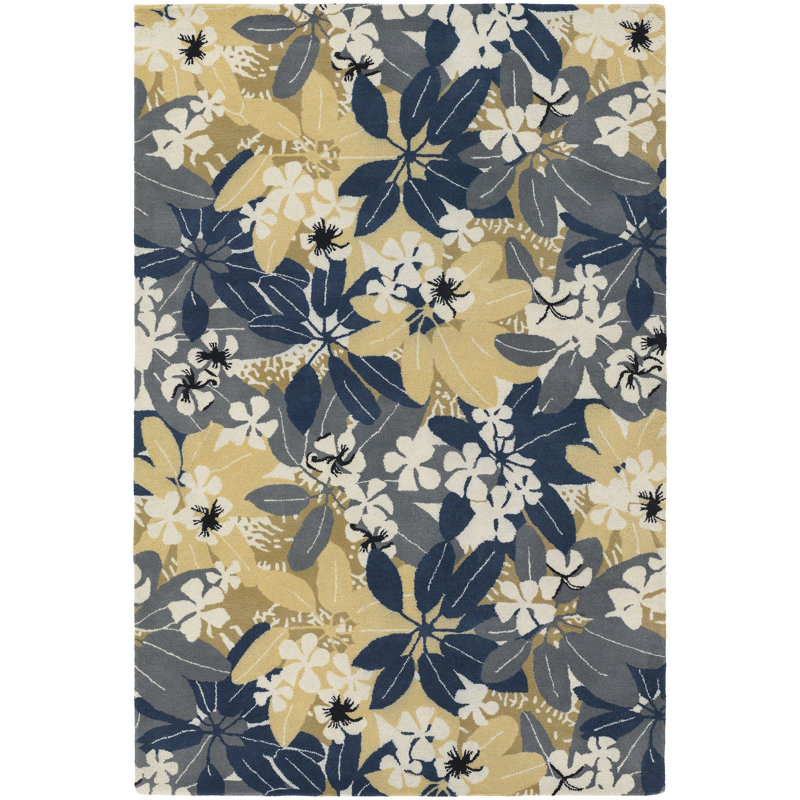 Citori Authentic Hand-Tufted Handmade Modern Tropical Overlapping Foliage Wool Area Rug, Rectangle 2' x 3'