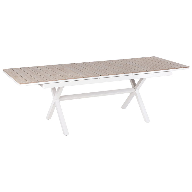 Rexanna Rectangular Metal Extendable Outdoor Dining Table , 72.4cm cm W 35.4cm cm D, Brown/White