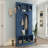 Modern All-in-One Hall Tree with Adjustable Shelves, Classic Arched Farmhouse Storage Bench with Dual Side Cabinets, Elegant Entryway Organizer with 7 Hooks for Mudroom, Hallway, Blue-1428699993