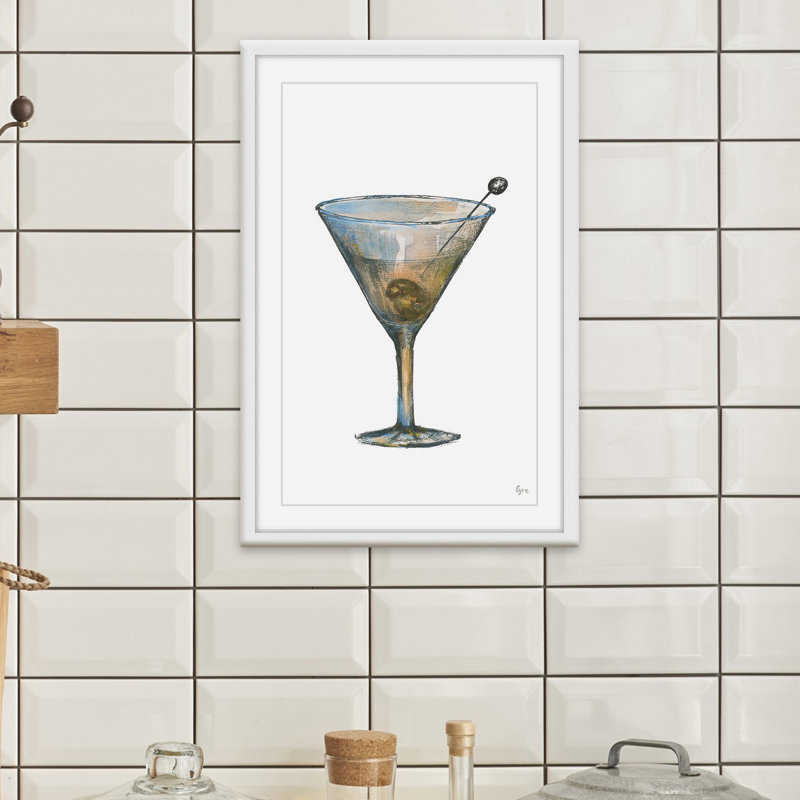 « dirty martini », reproduction d’art encadrée, H 18 po x l 12 po x P 1,5 po