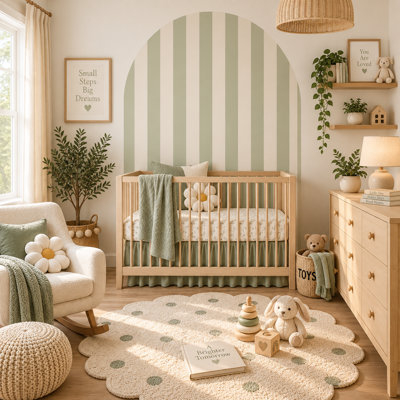 52-Inch Wide Sage Green Striped Arch Wall Decal, 70-Inch High