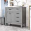 Meuble-lavabo autoportant avec lavabo en céramique, 3 tiroirs et armoire de rangement-977940260