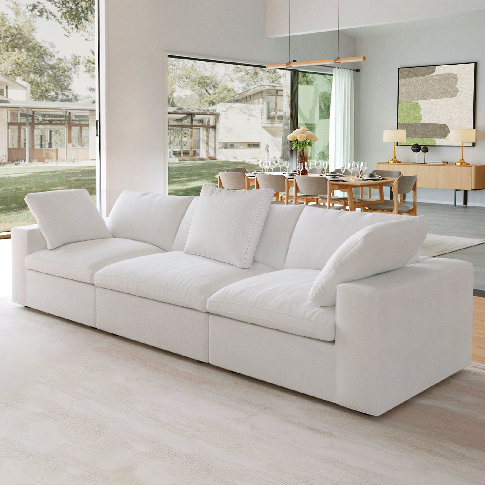 Modular Sectional Sofa Cloud Couch For Living Room, Down Filled Comfy Cloud  Puff Modern