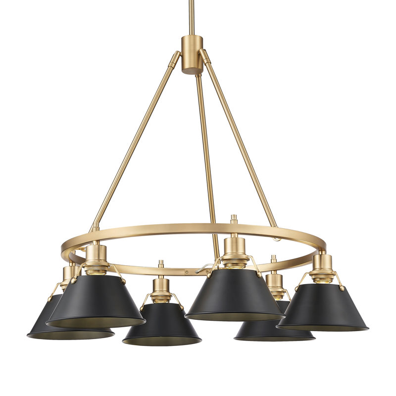 Felda 6 - Light Steel Dimmable Cone Chandelier, Brushed Champagne Bronze, Matte Black