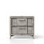Table de chevet en placage gris avec 2 tiroirs et tiroir décoratif en placage doré