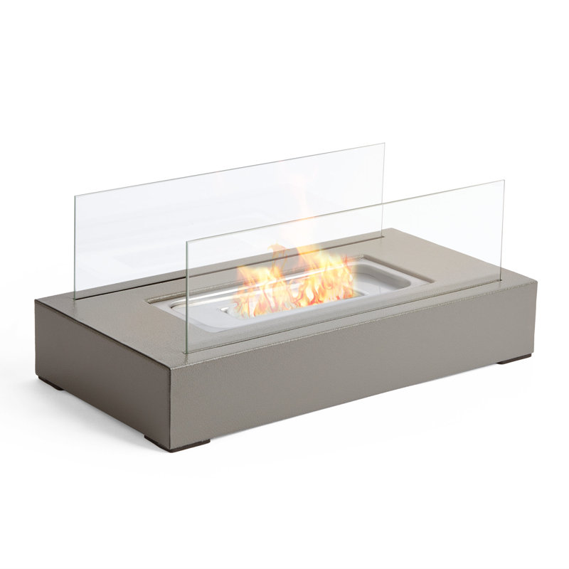 Glass Bio-Ethanol Outdoor Tabletop Fireplace with Flame Guard