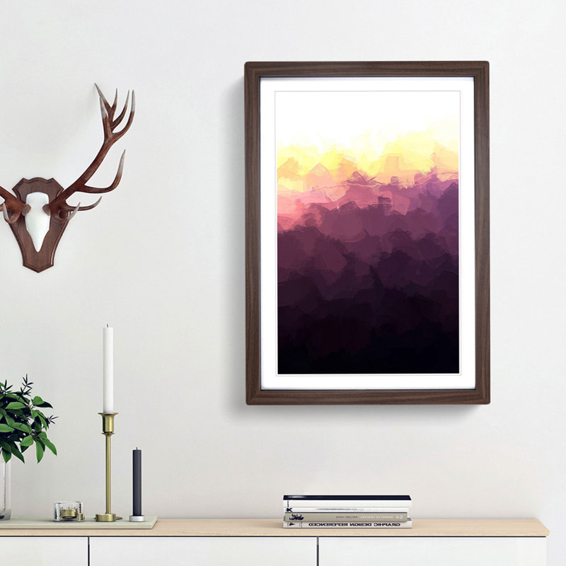 Sun over a Mountain Range in Abstract - Picture Frame Graphic Art Print, Walnut Framed, 87cm H x 62cm W x 2cm D