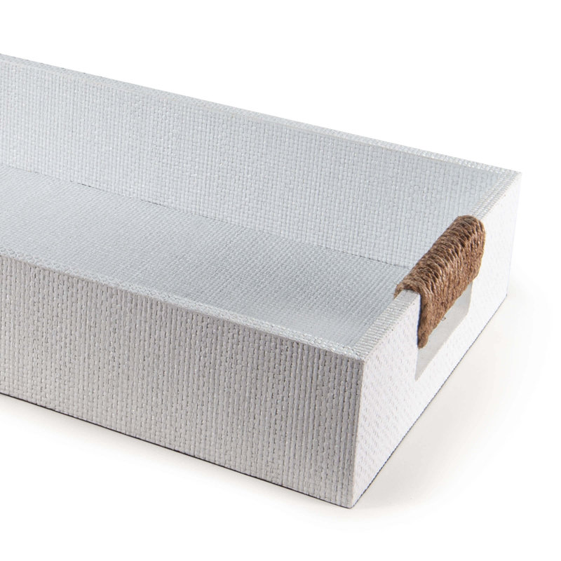 Logia Resin Decorative Tray, White, 3.5" H x 24" W x 11" L