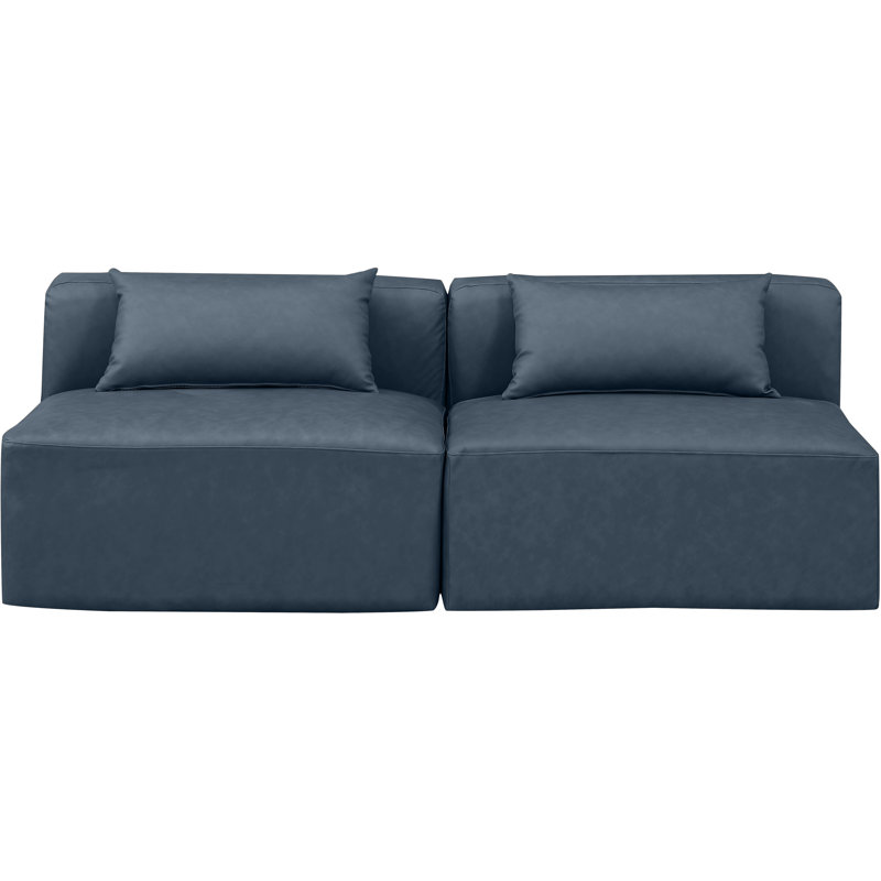 Canapé Houswerth, Cuir végétalien bleu marine