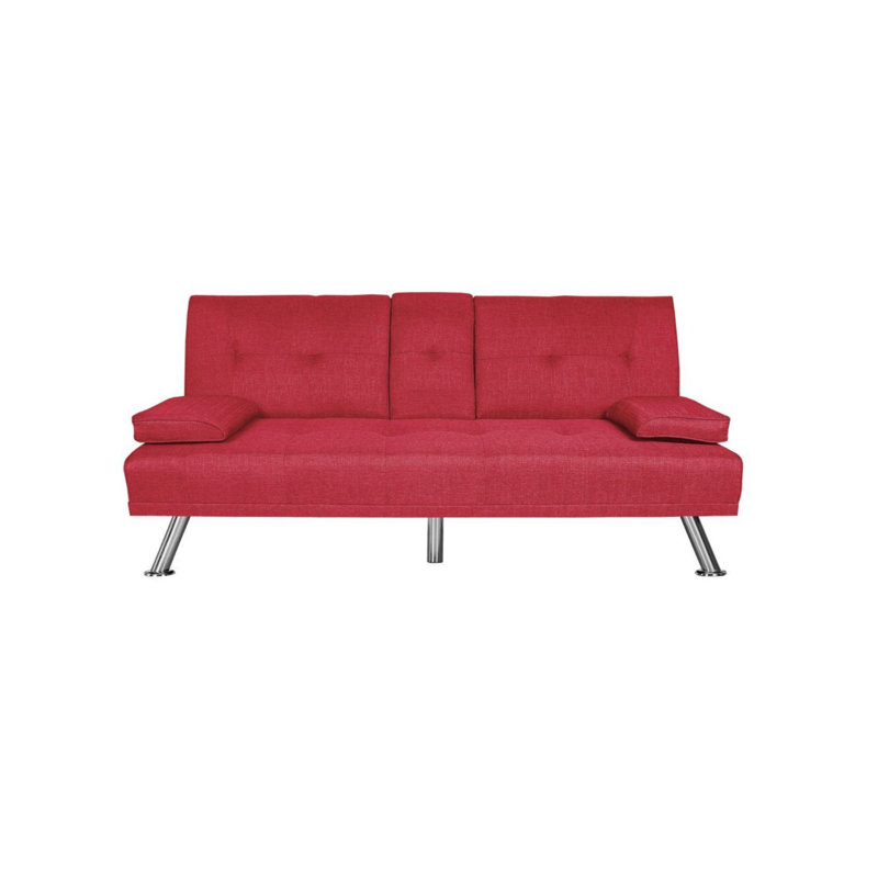 66.2'' Pillow Top Arm Sofa Bed, Red
