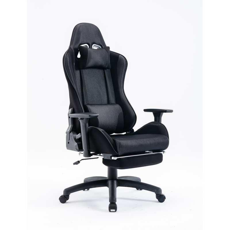 Fauteuil de jeu de course réglable et pivotant en noir