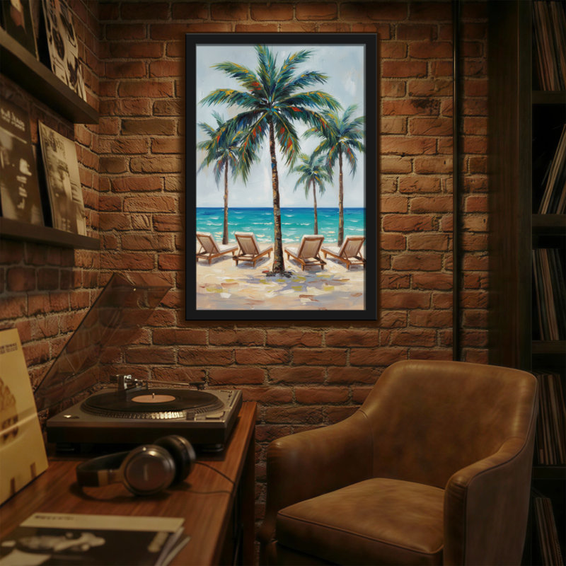 Chaises longues Plants & Flowers Beach Palm Trees Ocean Sky Sand Sunlight, H 36 po x l 24 po
