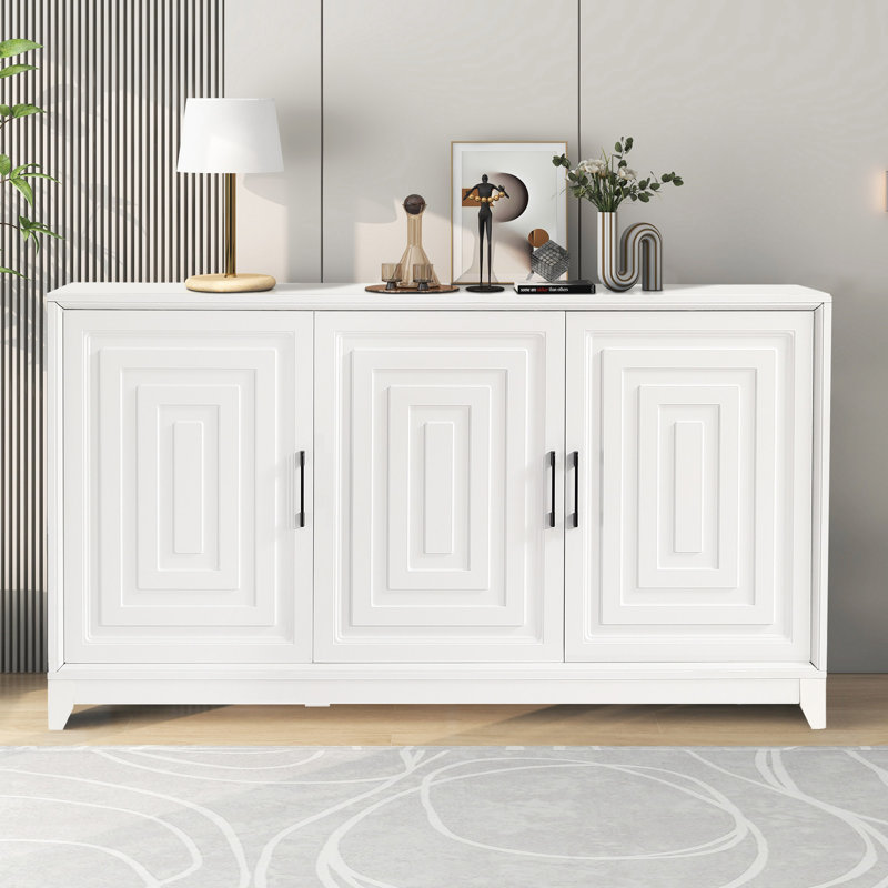 59" Mid-Century Modern Sideboard, White