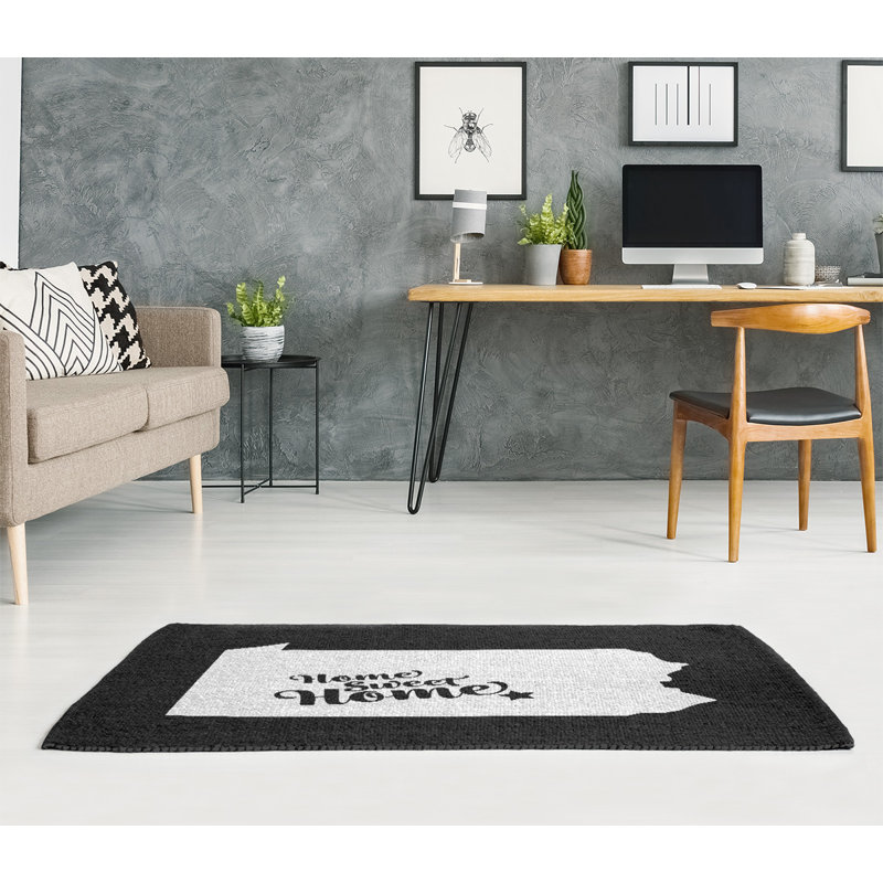 Tapis de maison noire pour maison Harrisburg, Rectangle 5 pi x 7 pi