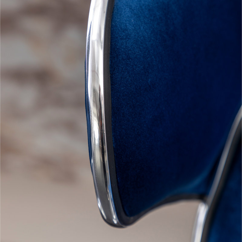 Velours bleu rembourré pivotant de 2 - base en métal chromé robuste à 360 degrés de hauteur de siège ajustable, Bleu