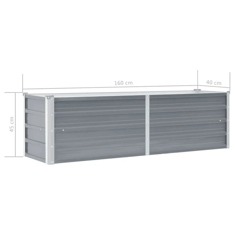 Metal Planter Box, Grey, 45cm H x 160cm W x 40cm D