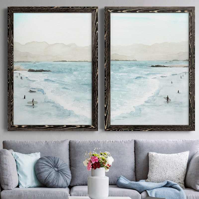 «In The Surf I», ensemble de 2 peintures sur toile encadrées, H 31,5 po x l 47 po, Noir