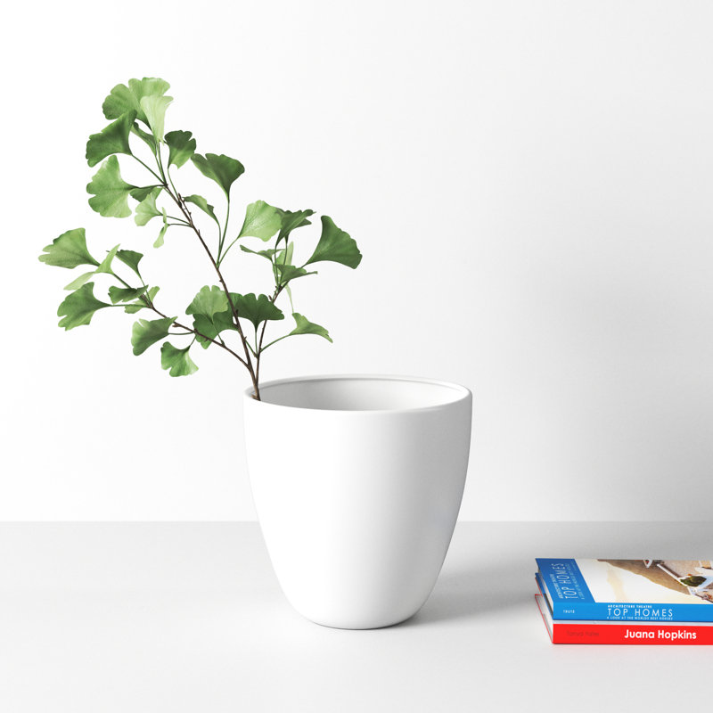 Elma Handmade Ceramic Table Vase, White, 16" H x 15.75" W x 5.5" D
