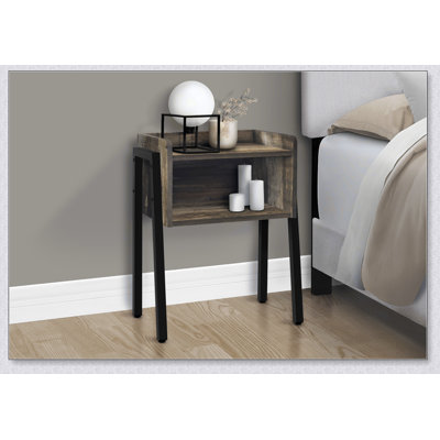 Table d'appoint moderne à 2 niveaux en stratifié et métal avec plateau de style plateau et rangement, parfaite pour le salon ou la chambre à coucher