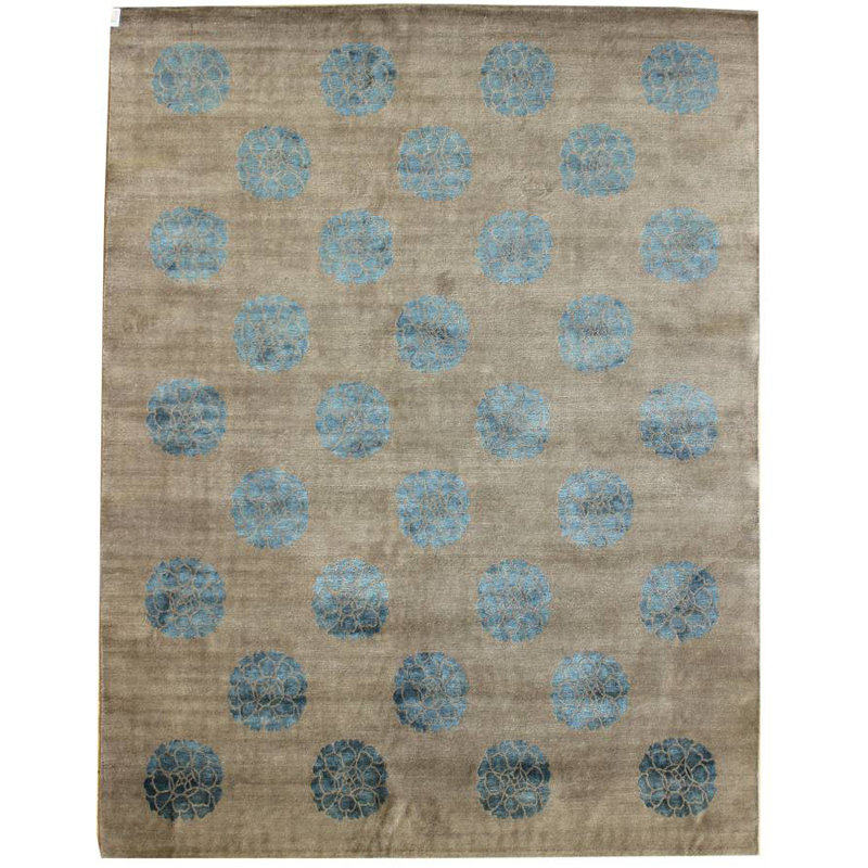 Manchuria Wool Geometric Area Rug in Gray, Rectangle 6'2" x 9'1"