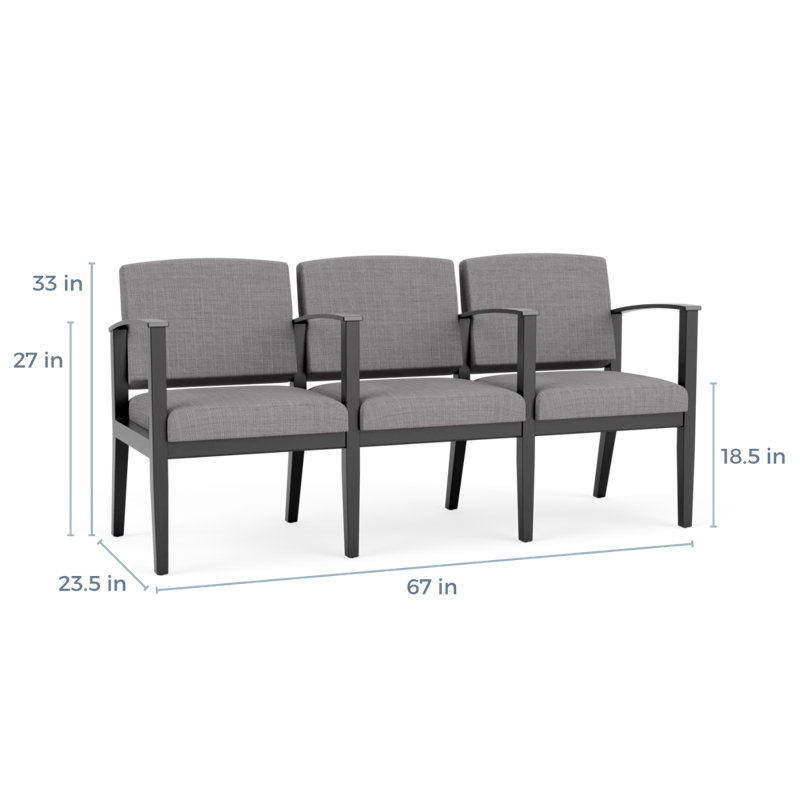 Siège tandem 3 places Amherst, Noir, Gris chambray