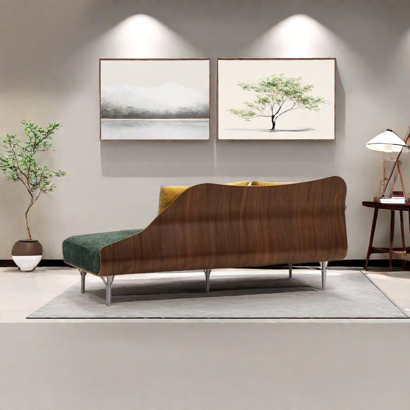 Chaise longue douce et confortable, Accoudoir à gauche (vu de face), Vert