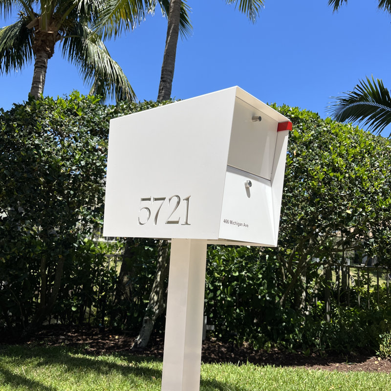 UptownBox Locking Small Package Box in ATCTIC WHITE DESIGNER GRAY, White/Stainless Steel, Yes