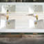 Solid wood 60'' Modern Wall Mounted Double Bathroom Vanity with Engineered Stone Top and Light-1982441035