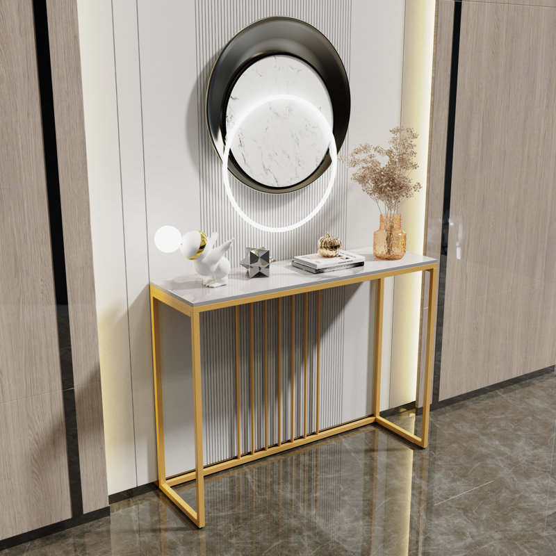Marble Top Console Table, White, 78.5cm H x 100cm W x 30cm D