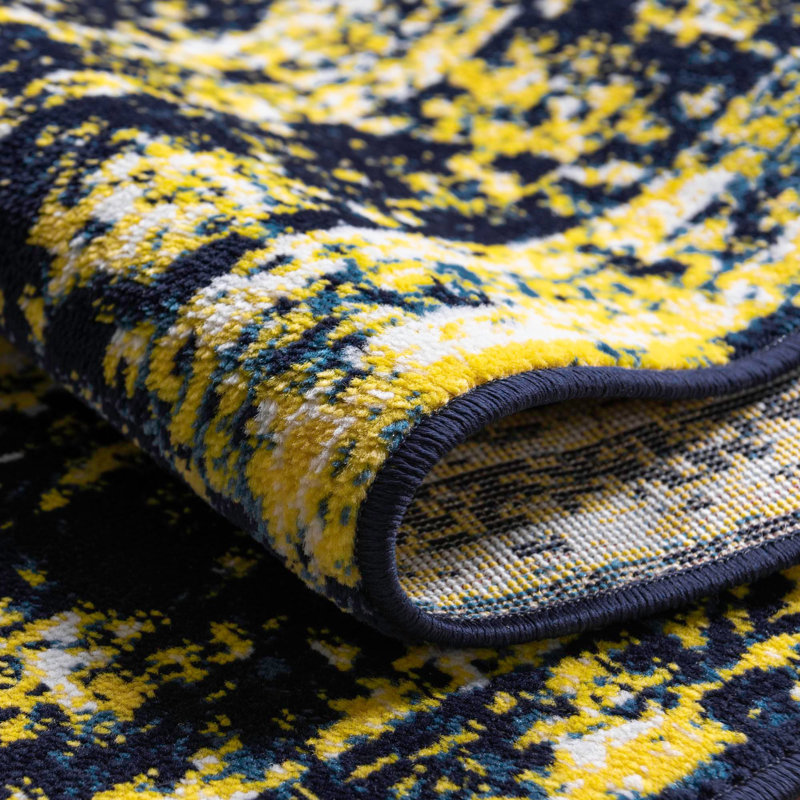 Tapis oriental jaune Brandt, Carré de 6 pi 1 po x 6 pi 1 po