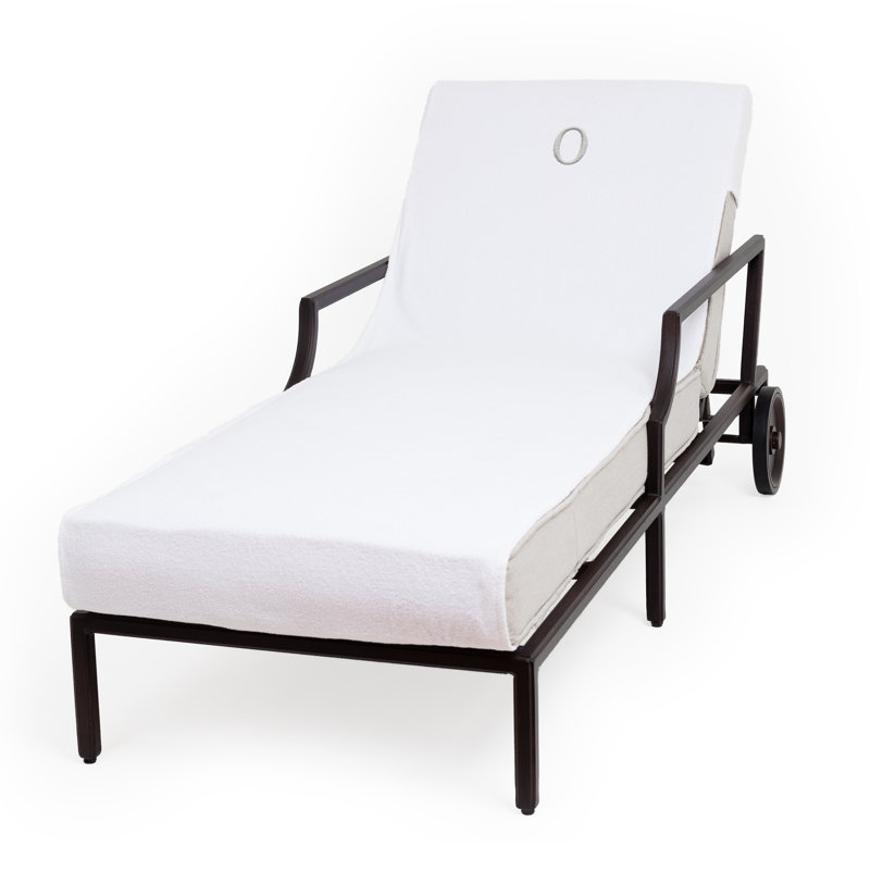 Chaise Lounge Cover Cotton, White\Gray, O