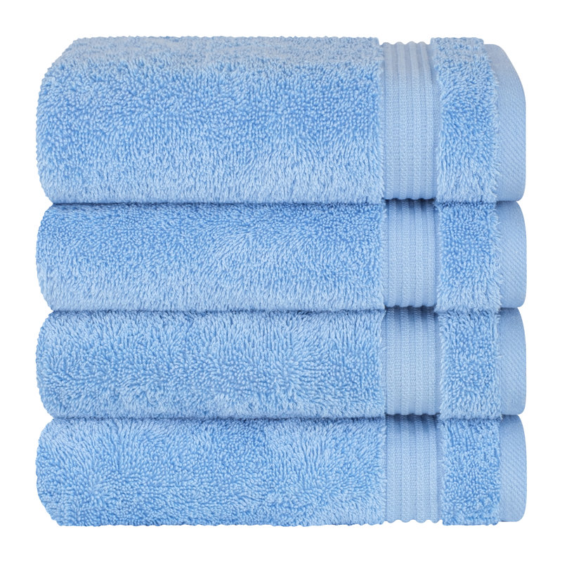 100% Cotton Turkish  Hand Towel Set, 4 Piece Soft, Absorbent Hand Face Towels, Sky Blue