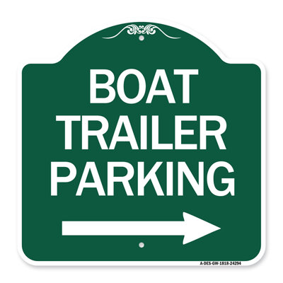 Enseigne Signmission Designer Series - Stationnement pour remorque de bateau (avec flèche droite) | Enseigne architecturale en aluminium de gros calibre vert et blanc 18 po x 18 po | Protégez votre entreprise | Fabriqué aux États-Unis