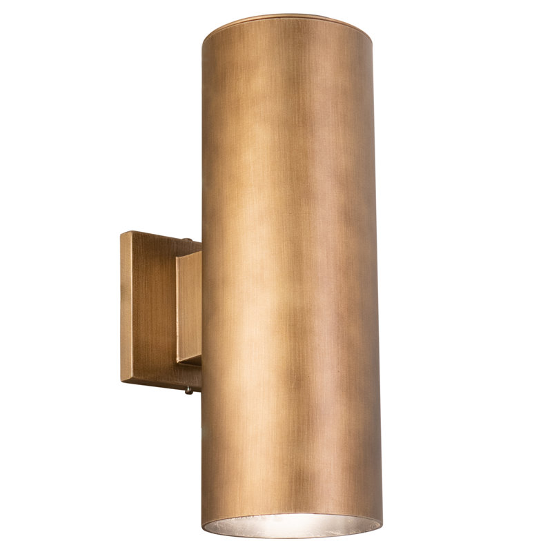 Edith Aluminum Outdoor Armed Sconce, Warm Brass, 14.25" H x 5" W x 8" D, Up/Down