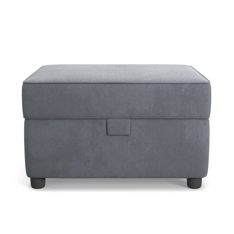 Laverton 62Cm Velvet Rectangle Storage Ottoman, Steel