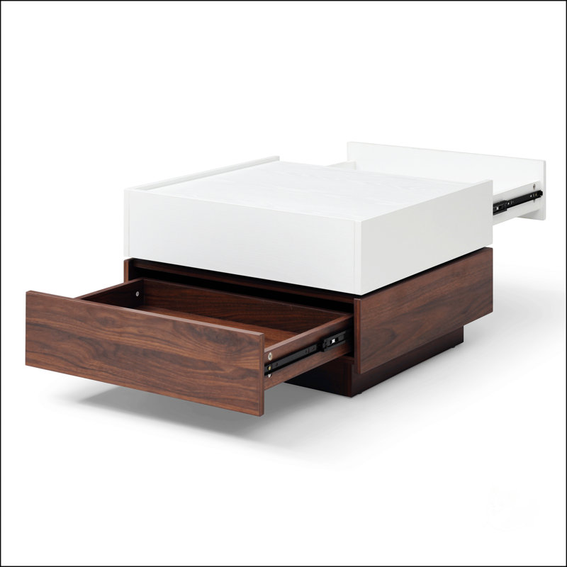 Rotating Coffee Table With 2 Drawers