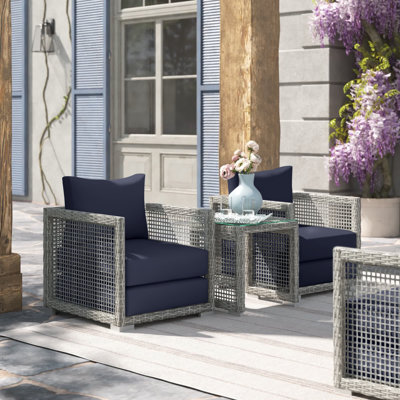 Ensemble de 3 pièces de patio en osier d'extérieur Aura