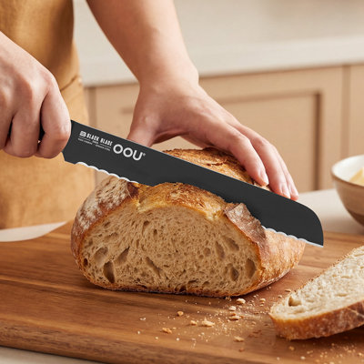 OOU 8'' Bread Knife, Single-Bevel Serrated Edge (Right-Side Bevel)