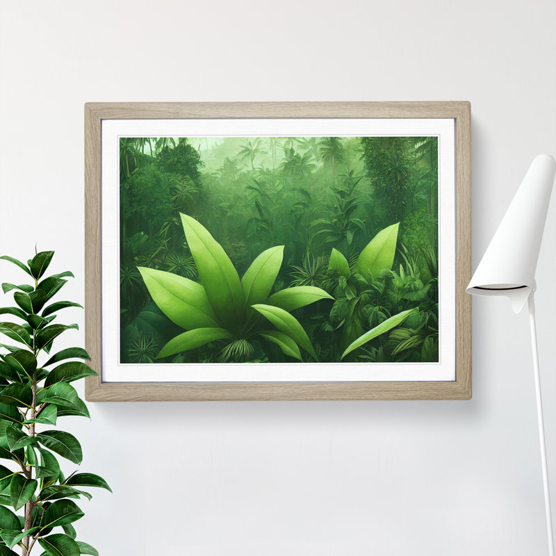 Jungle Plants Vol.2 - Framed Print, 46cm H x 64cm W x 2cm D, Oak