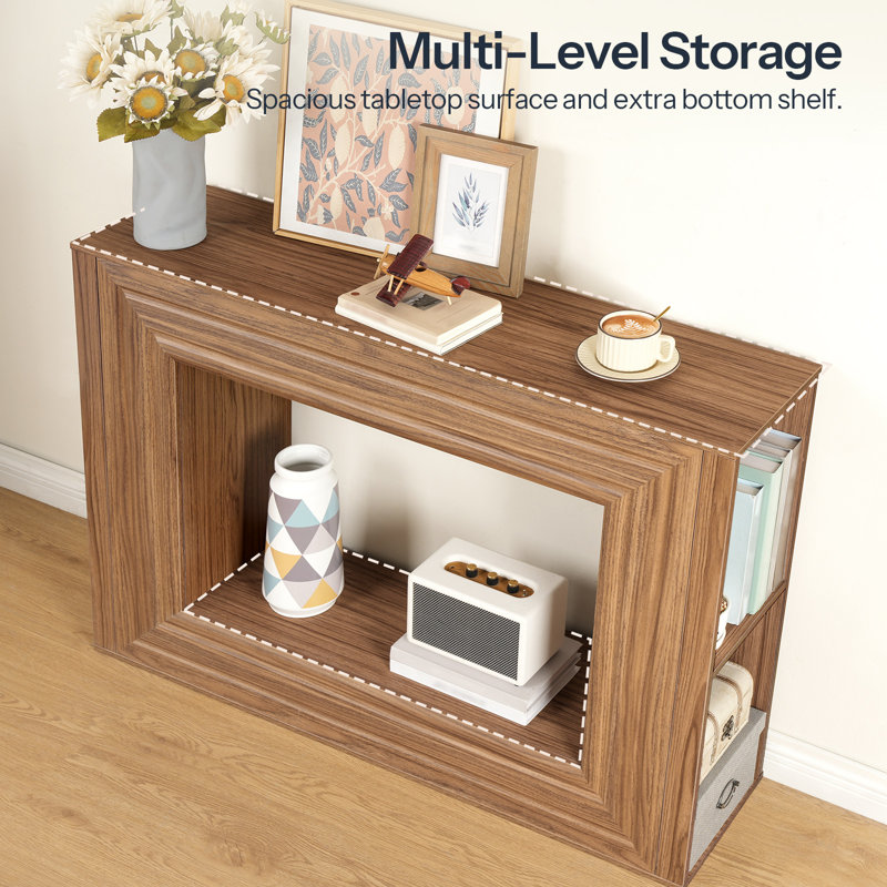 Console 47,2 po avec tablettes réglables, table d'entrée avec rangement, Noyer