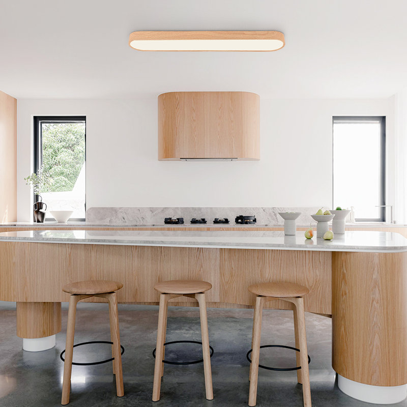 Oval Wood Finish Acrylic LED Flush Mount