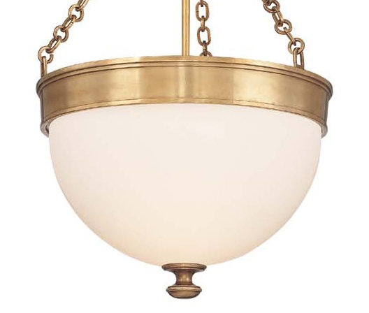 Barrington 3 - Light Pendant, Aged Brass, 14"