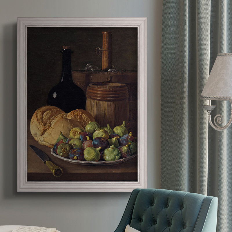 Nature morte avec des figues et du pain - reproduction de cadre photo, H 20 po x l 16 po x P 2,5 po