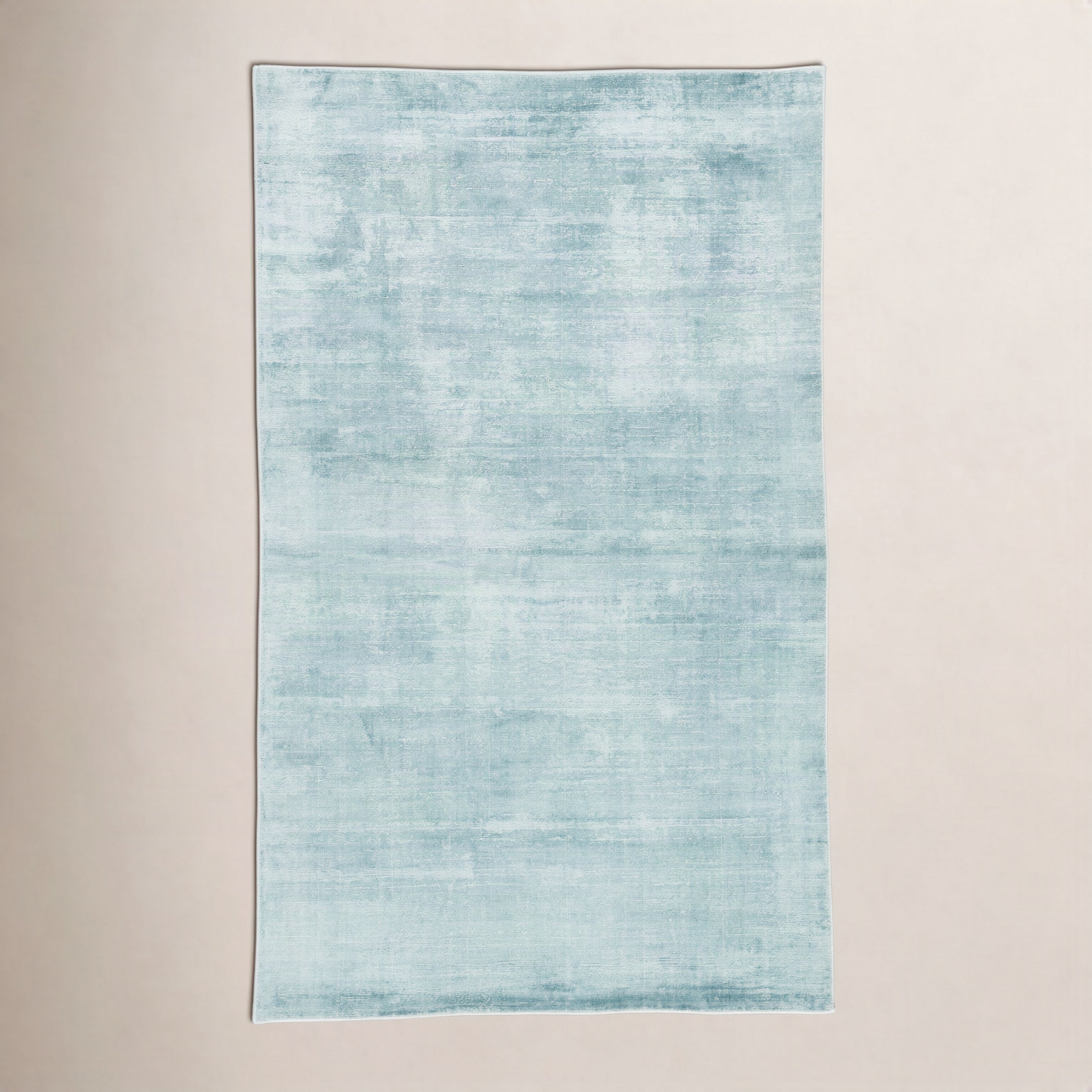 Owens Aqua Blue Hand-Loomed Wool Rug, Rectangle 5' x 8'