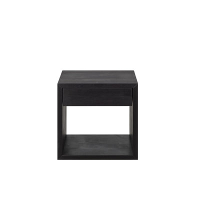 Daviaun - Black Floating Nightstand with Drawer | Real Solid Wood, Bedside Table by Latitude Run
