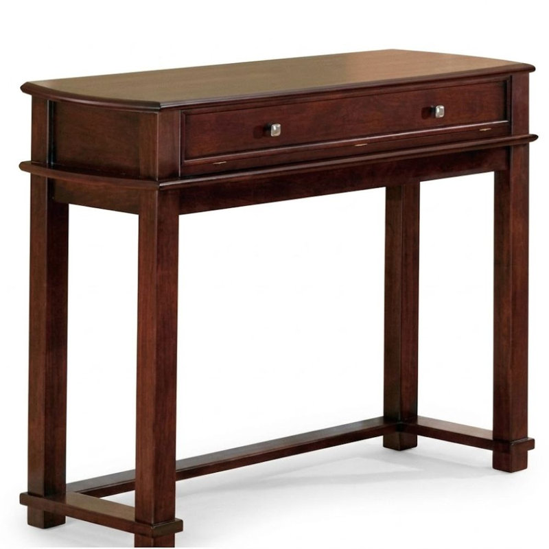 Imani 46 po Console en bois de cerisier avec comptoir rabattable et compartiments de rangement